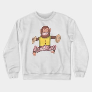 Monkey, Clapping Monkey, Retro Toy. Crewneck Sweatshirt